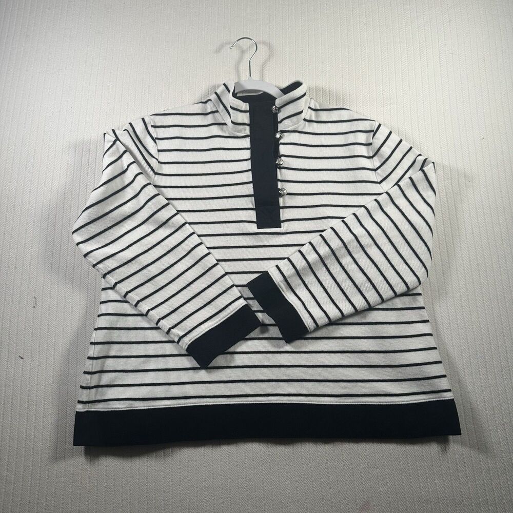 Lauren Ralph Lauren Women’s 3X Plus Sweater Black White Striped Long Sleeve